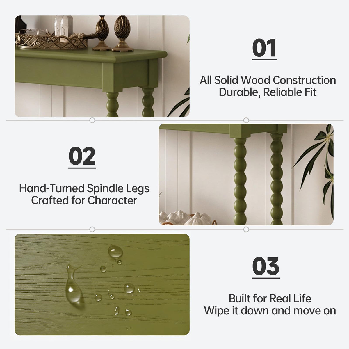 Green Bobbin Console Table