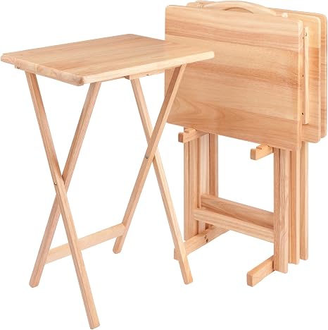5-Piece Folding Snack Table Set with Storage Rack