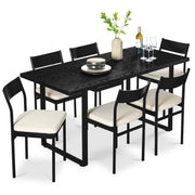 7-Piece Modern Dining Table Set with 6 Upholstered Chairs