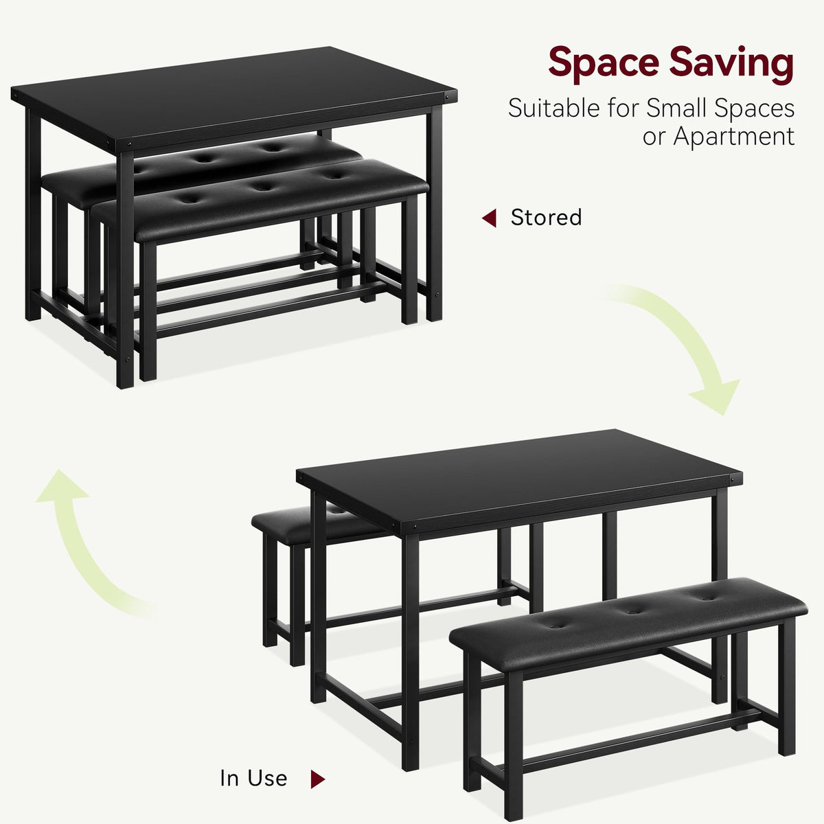 3-Piece Upholstered Bench Dining Set