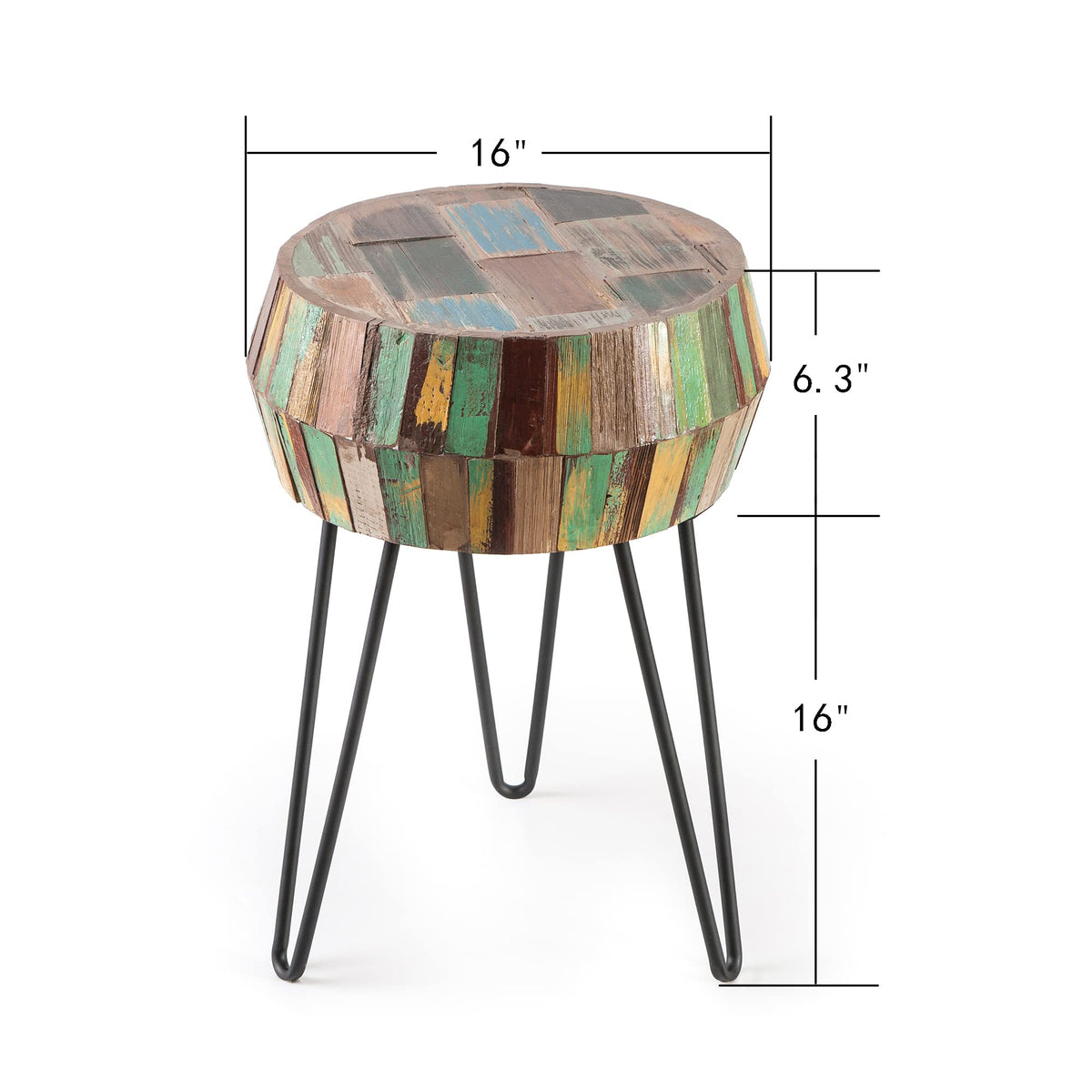 Reclaimed Wood Drum Side Table