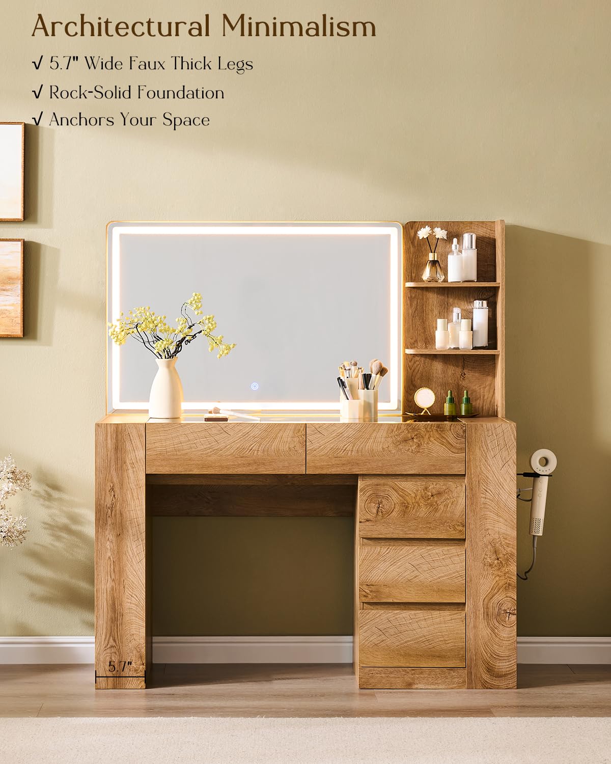 Makeup Vanity Desk with LED Mirror