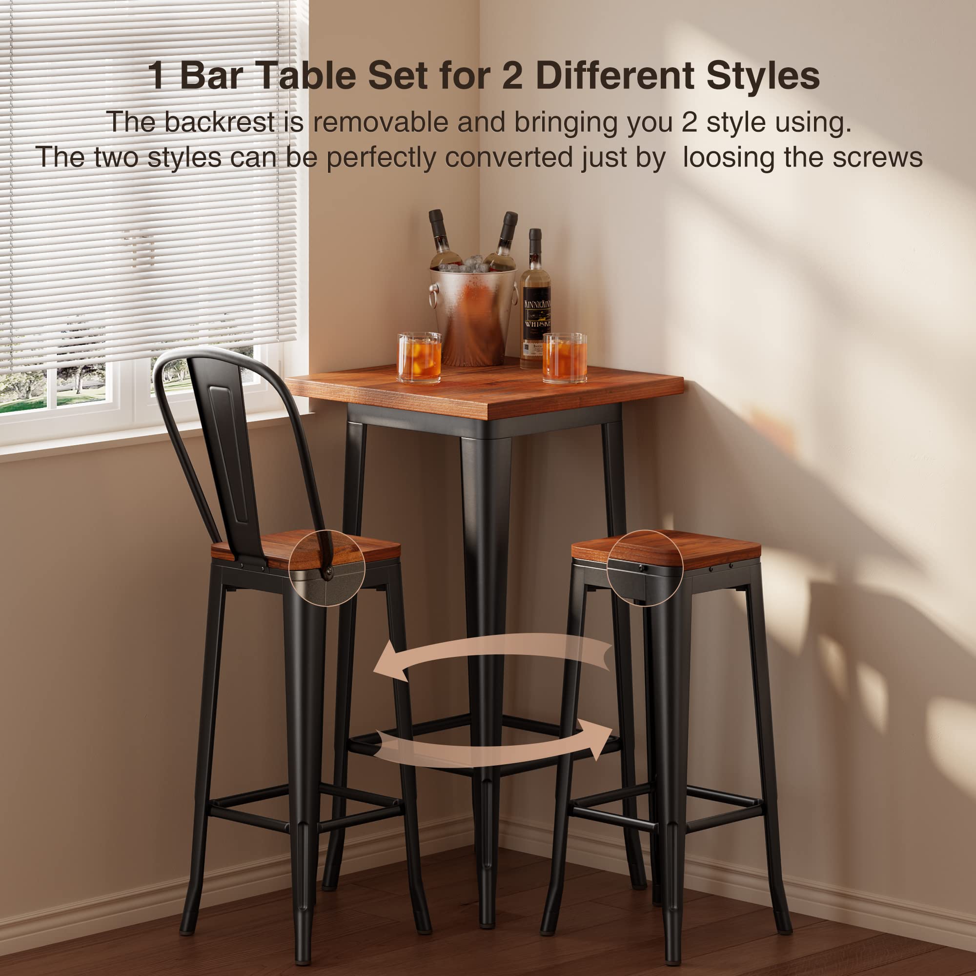 3-Piece Bar Table & Chairs Set