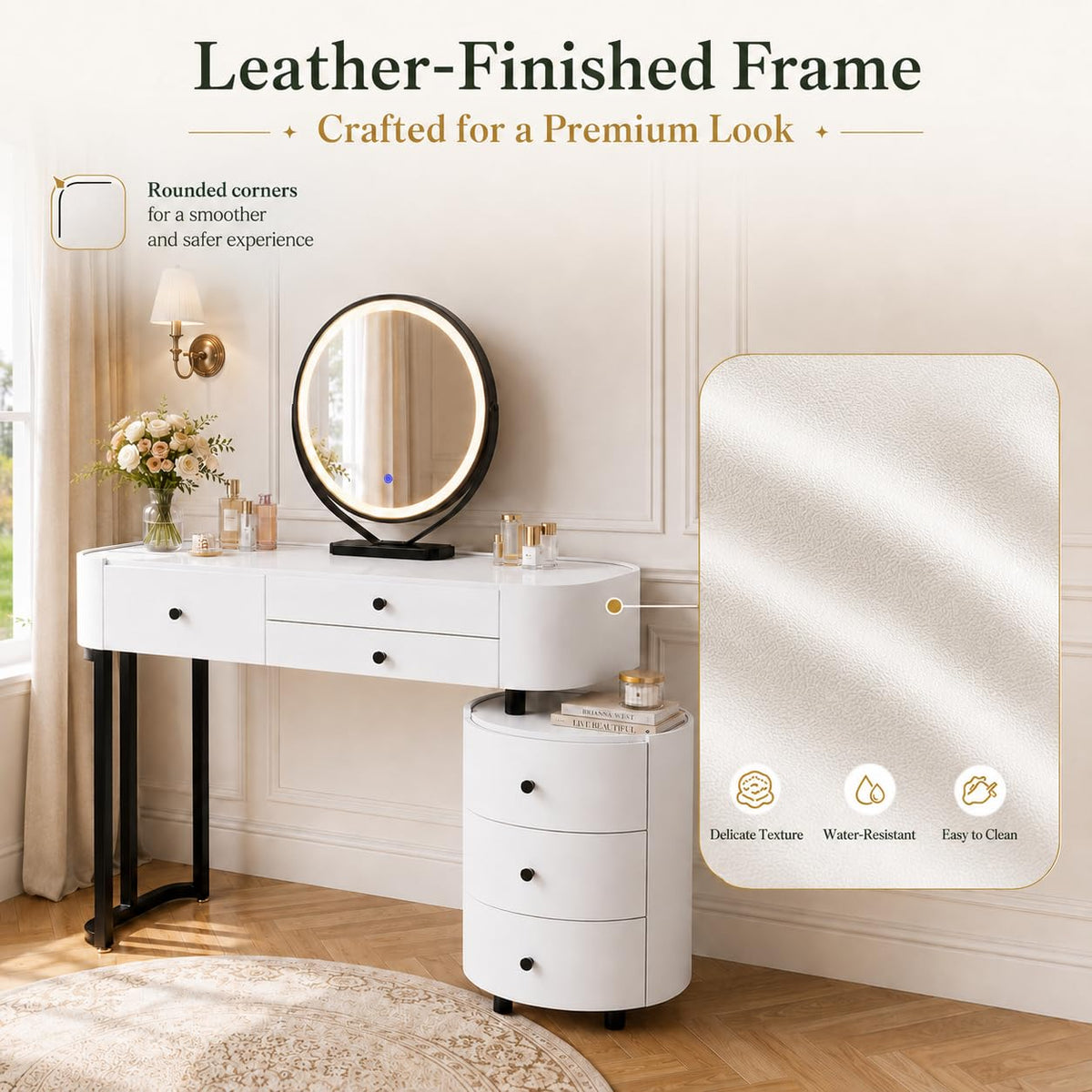 6-Drawer Lighted Makeup Vanity