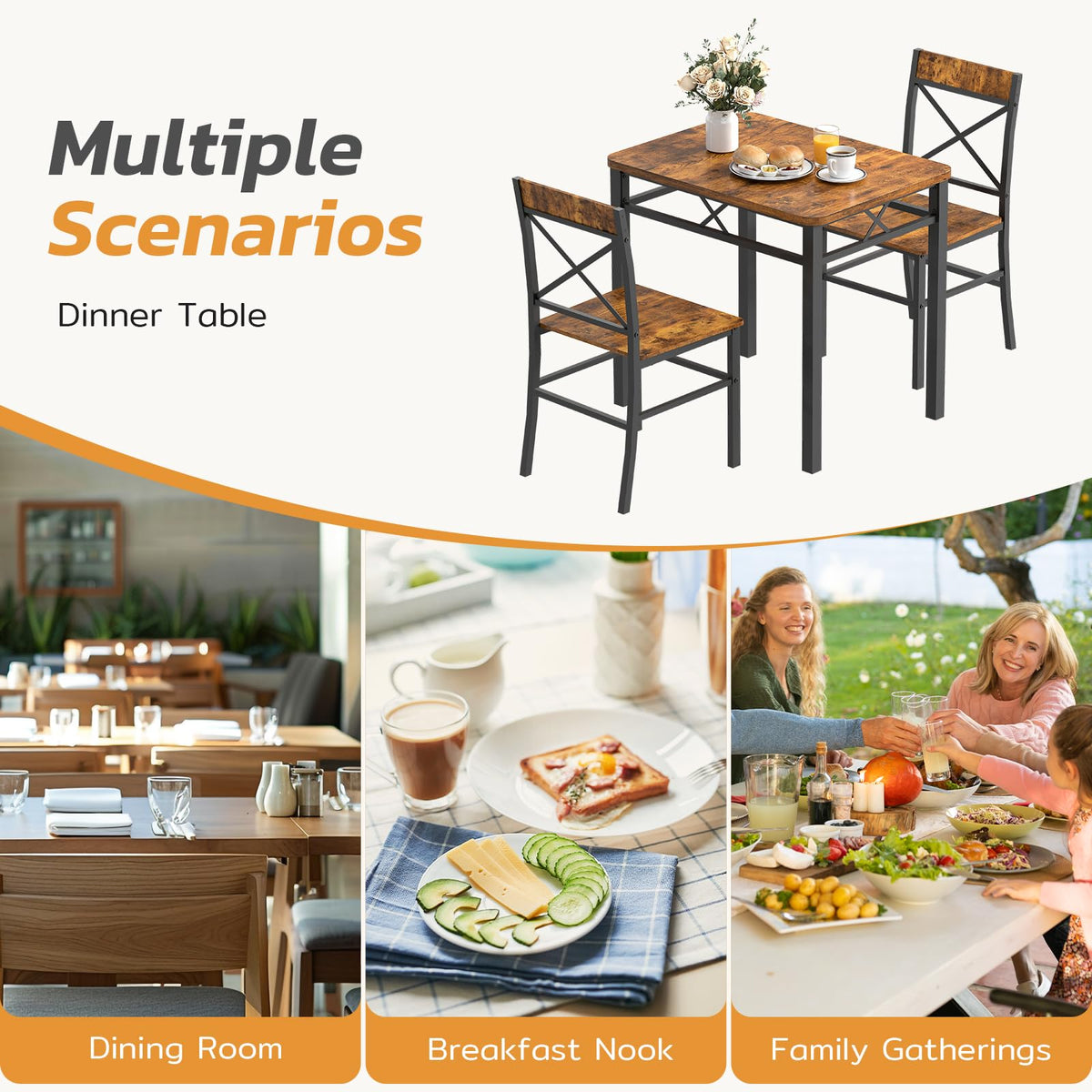 3-Piece Dining Table Set