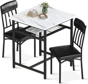 Square Dining Table Set for 2 with Storage Rack