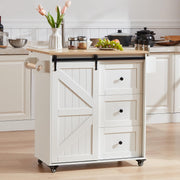 Kitchen Island with Drop Leaf & Power Outlet