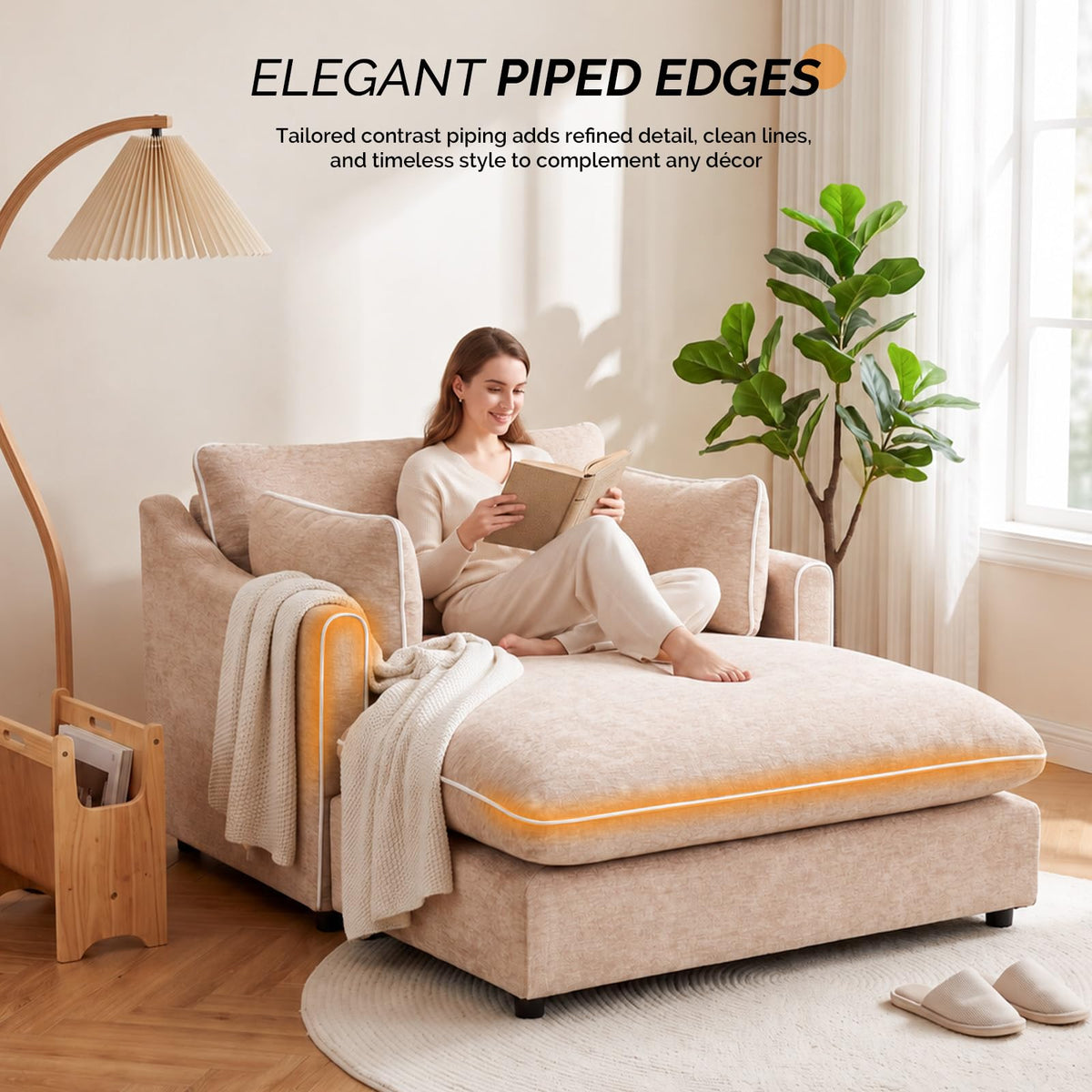 VINGLI Oversized Chaise Lounge Chair Indoor, Modern Sleeper Sofa Chair Bed