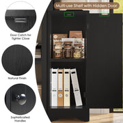 Keyluv Black Corner Bookshelf 72" Tall Corner Book Shelves Cases 2 Pieces Open Bookcase Large Storage Display Shelf Standing 6 Tier Shelving Unit with Cabinet for Home office Living Room, Wood & Metal