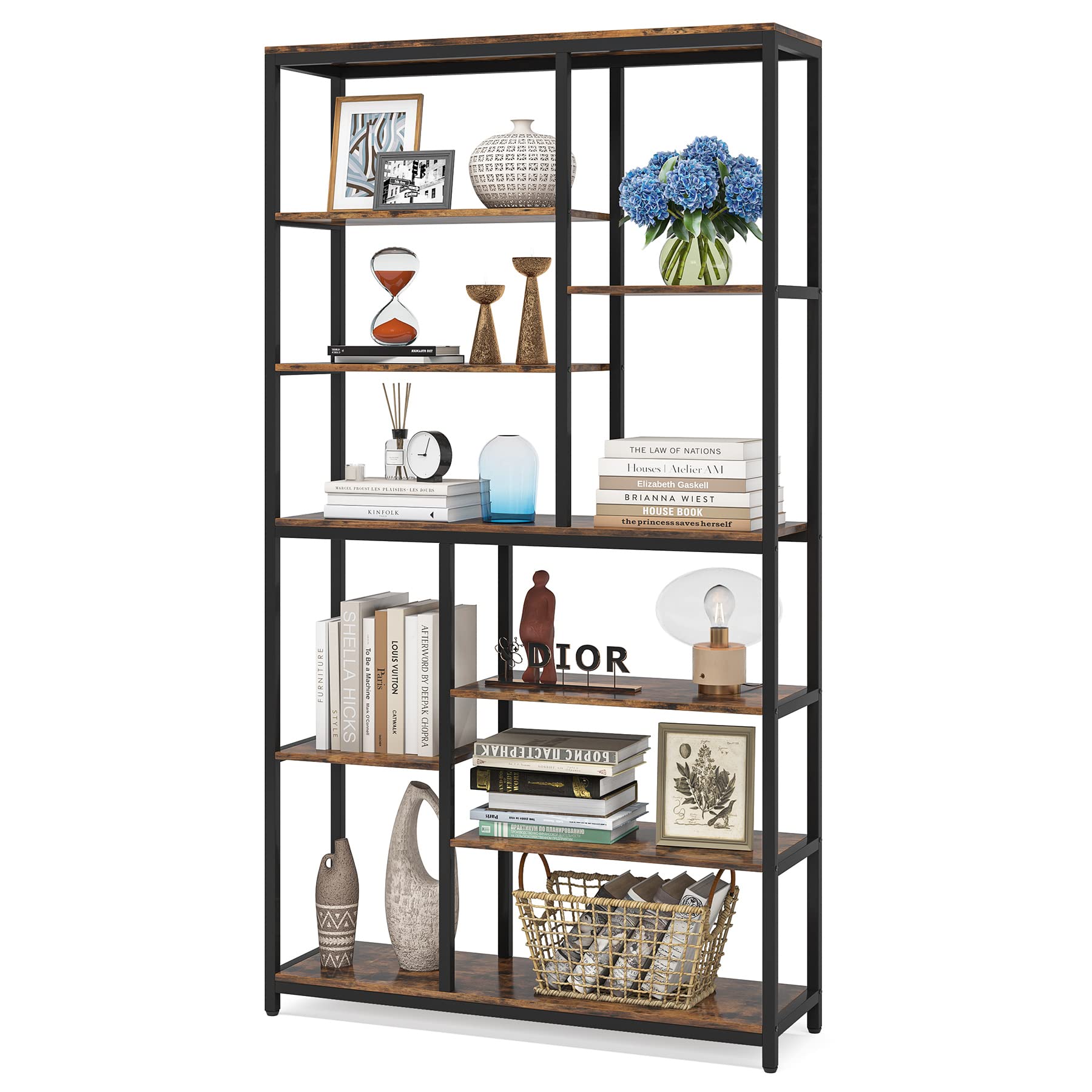 8-Tier Staggered Bookcase