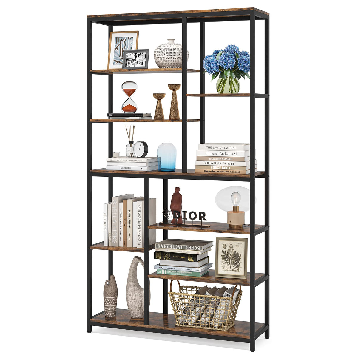 8-Tier Staggered Bookshelf