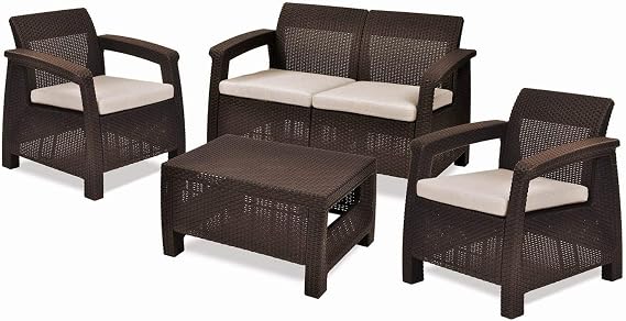 4-Piece Outdoor Patio Conversation Set with Cushions