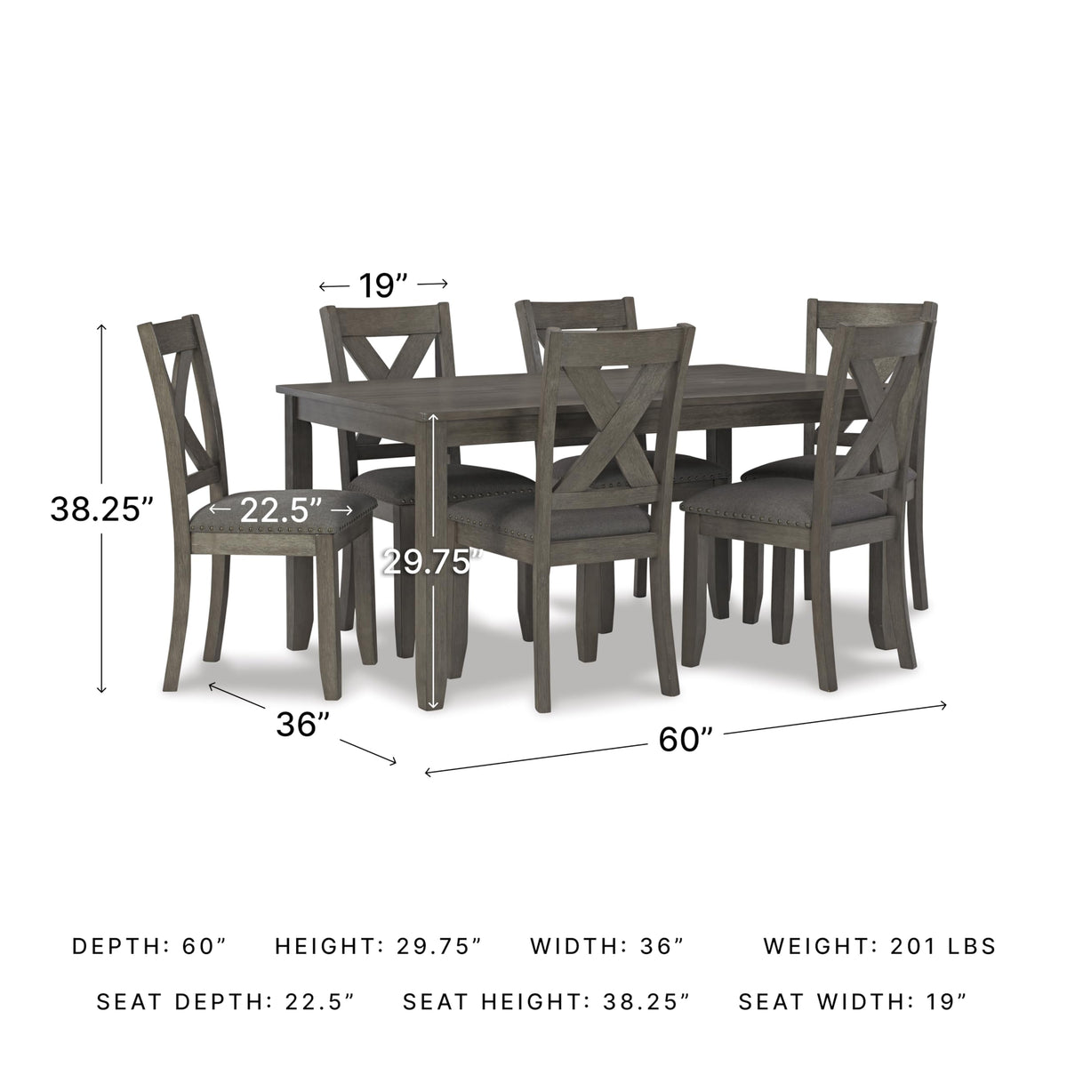 Signature Design by Ashley Caitbrook 7-Piece Dining Set, Gray Wash