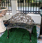 Patio Balcony Bench Double Seat, Anti-Rust Cast Aluminum Patio Garden Bench for Park Yard Outdoor Furniture Copper.1