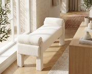 Upholstered End of Bed Bench with Boucle Sherpa Fabric
