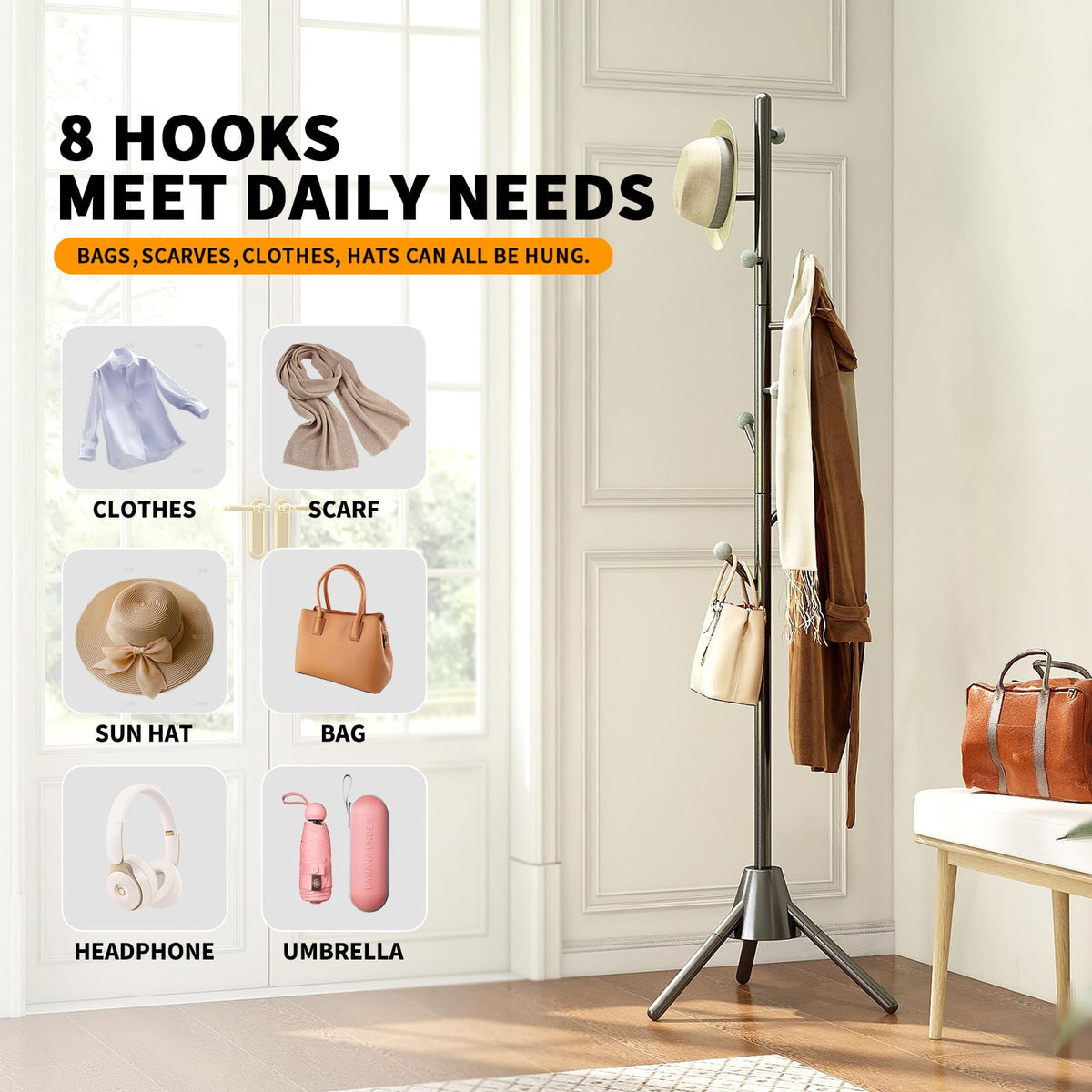 Adjustable Metal Coat Rack