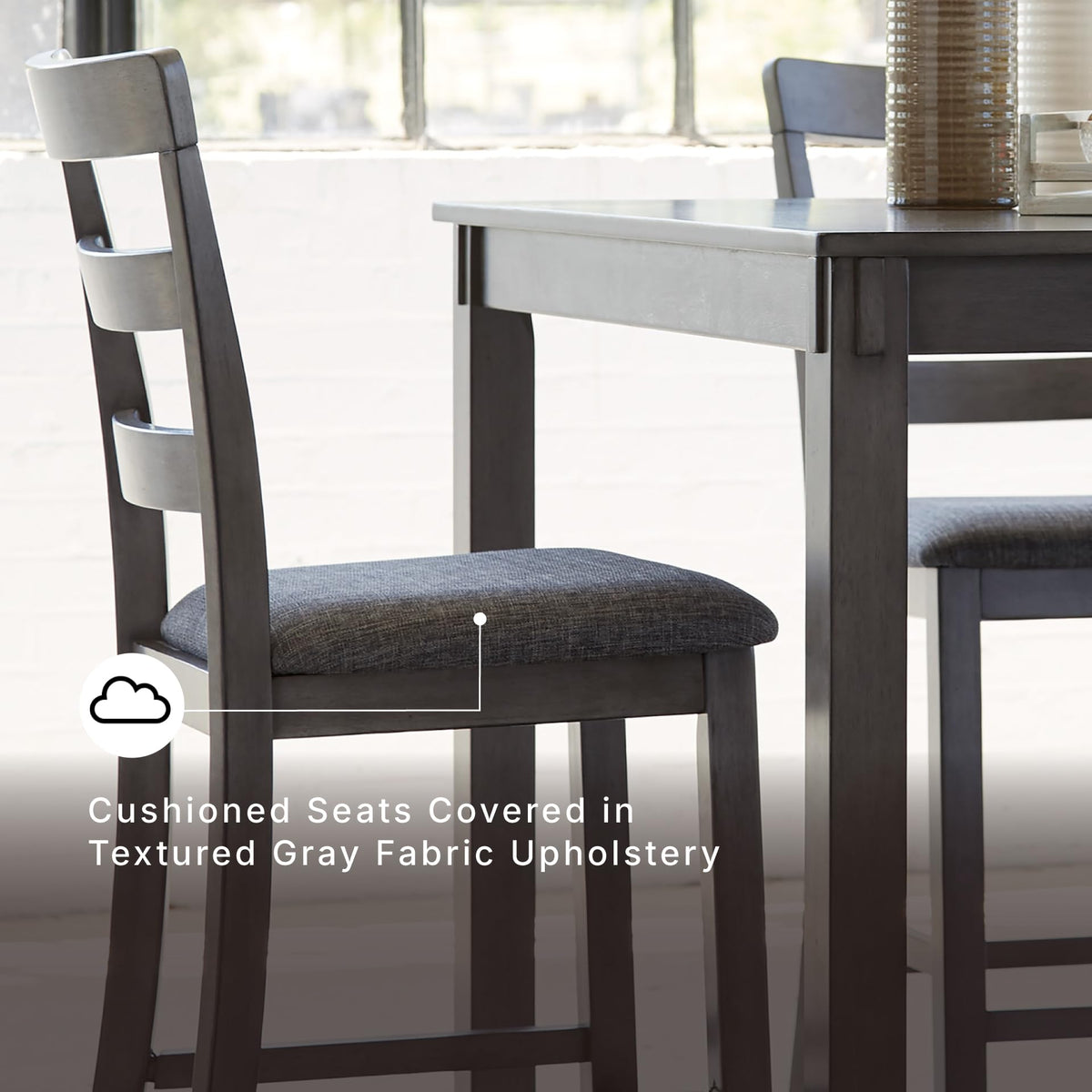 Signature Design by Ashley 6-Piece Dining Table Set with Bench, Gray