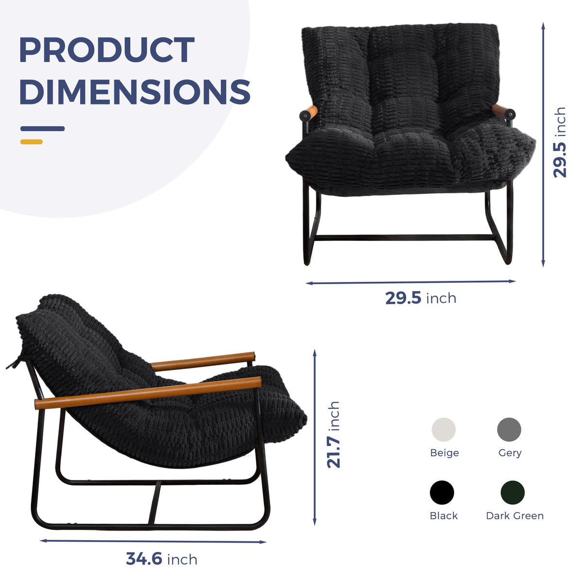MAXYOYO Modern Accent Chair, Tufted Living Room Chair with Metal Frame