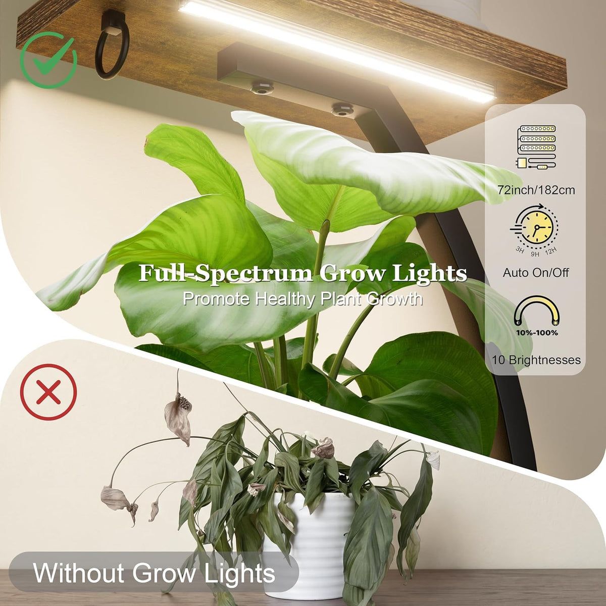 BACEKOLL Plant Stand with Grow Light, 2 Pack Tall Indoor Plant Shelf 6 Tier