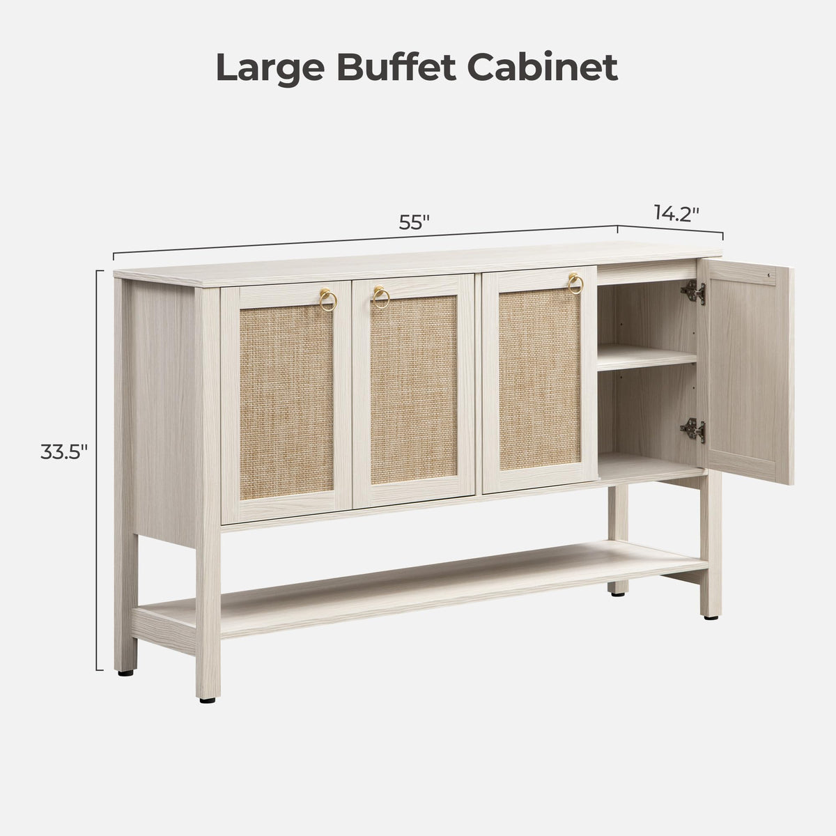 Rattan-Textured Sideboard Cabinet