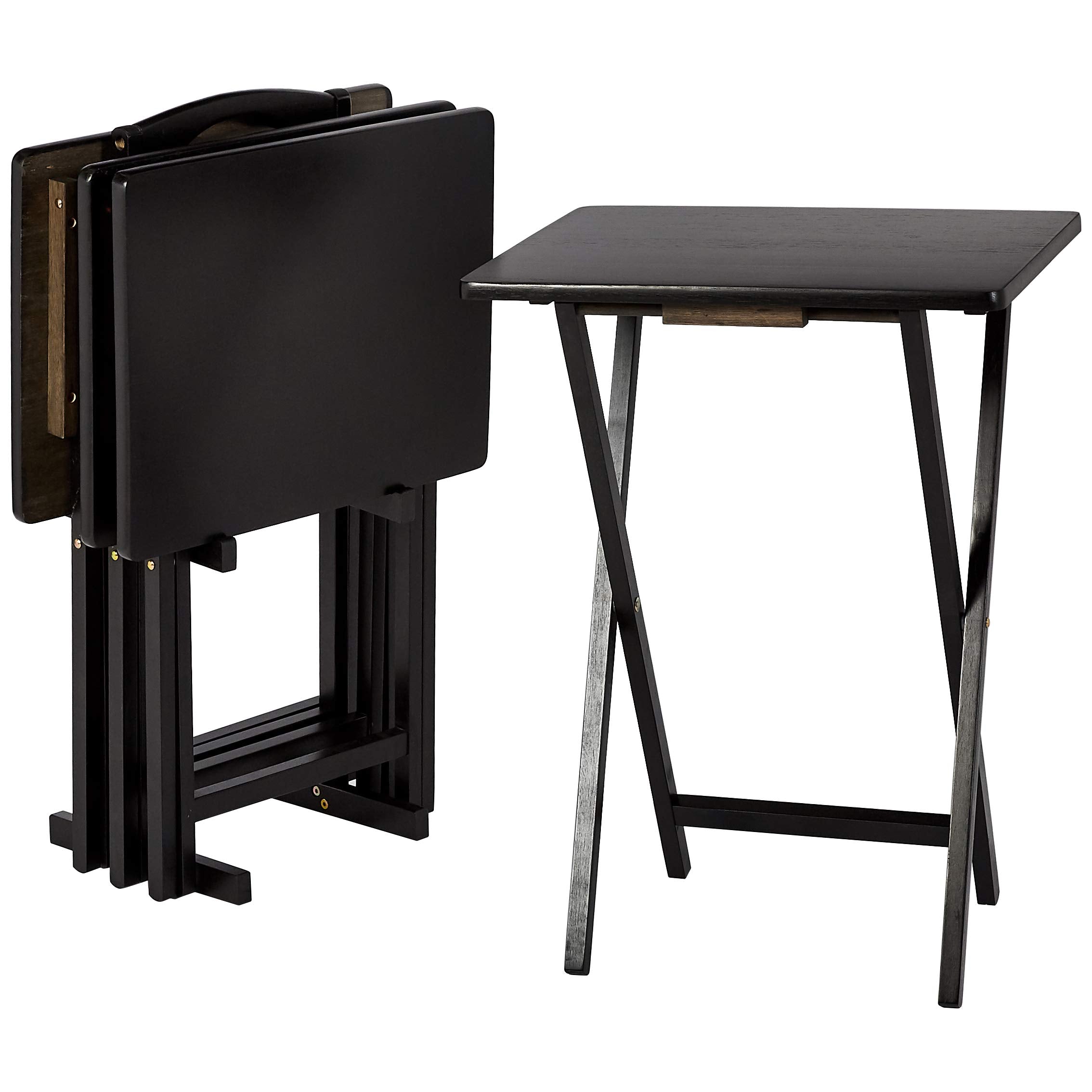 Folding TV Tray Tables with Storage Rack, Set of 4