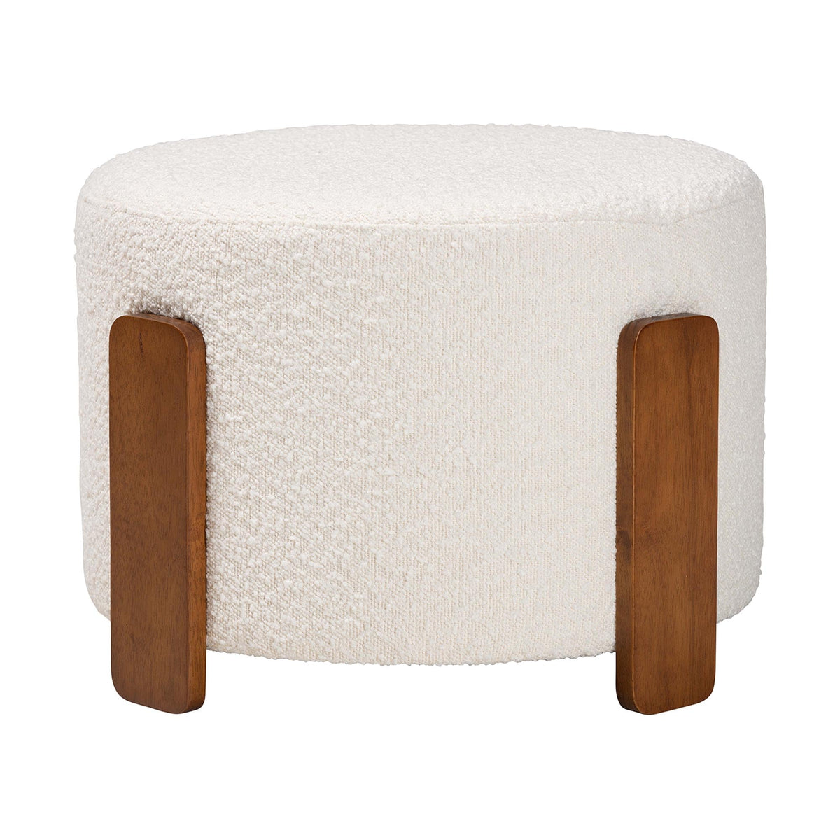 Round Boucle Ottoman Footstool