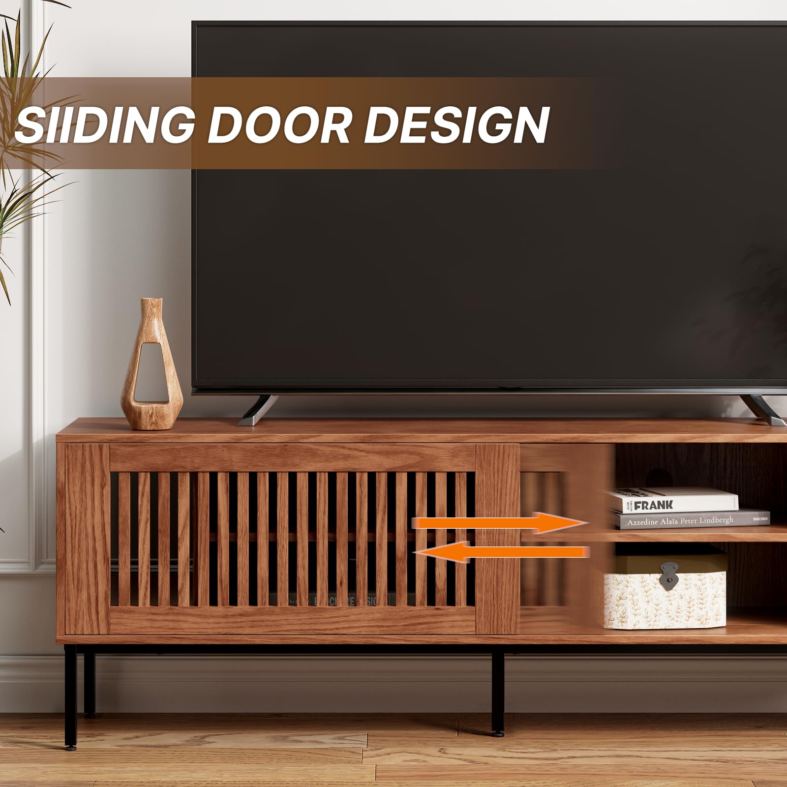 65" TV Stand with Sliding Barn Doors & Adjustable Shelves