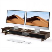 Wide Monitor Riser with Sliding Door Storage