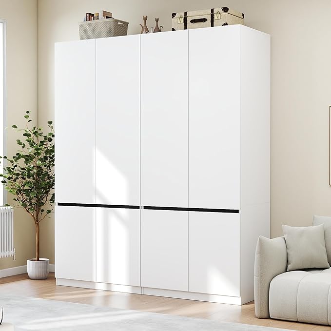 White Wardrobe Armoire Cabinet with Doors