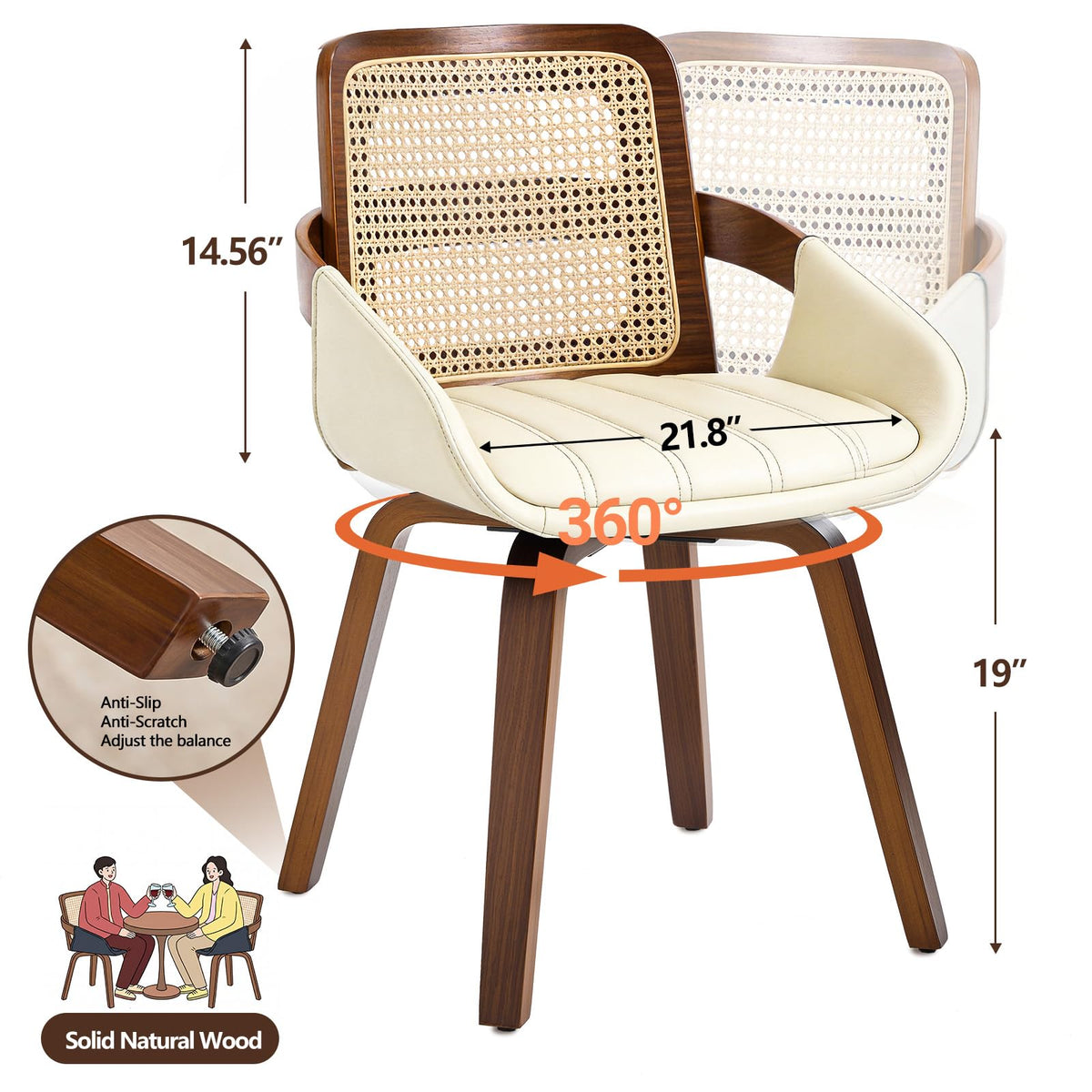 Rattan Swivel Dining Chairs, Set of 2