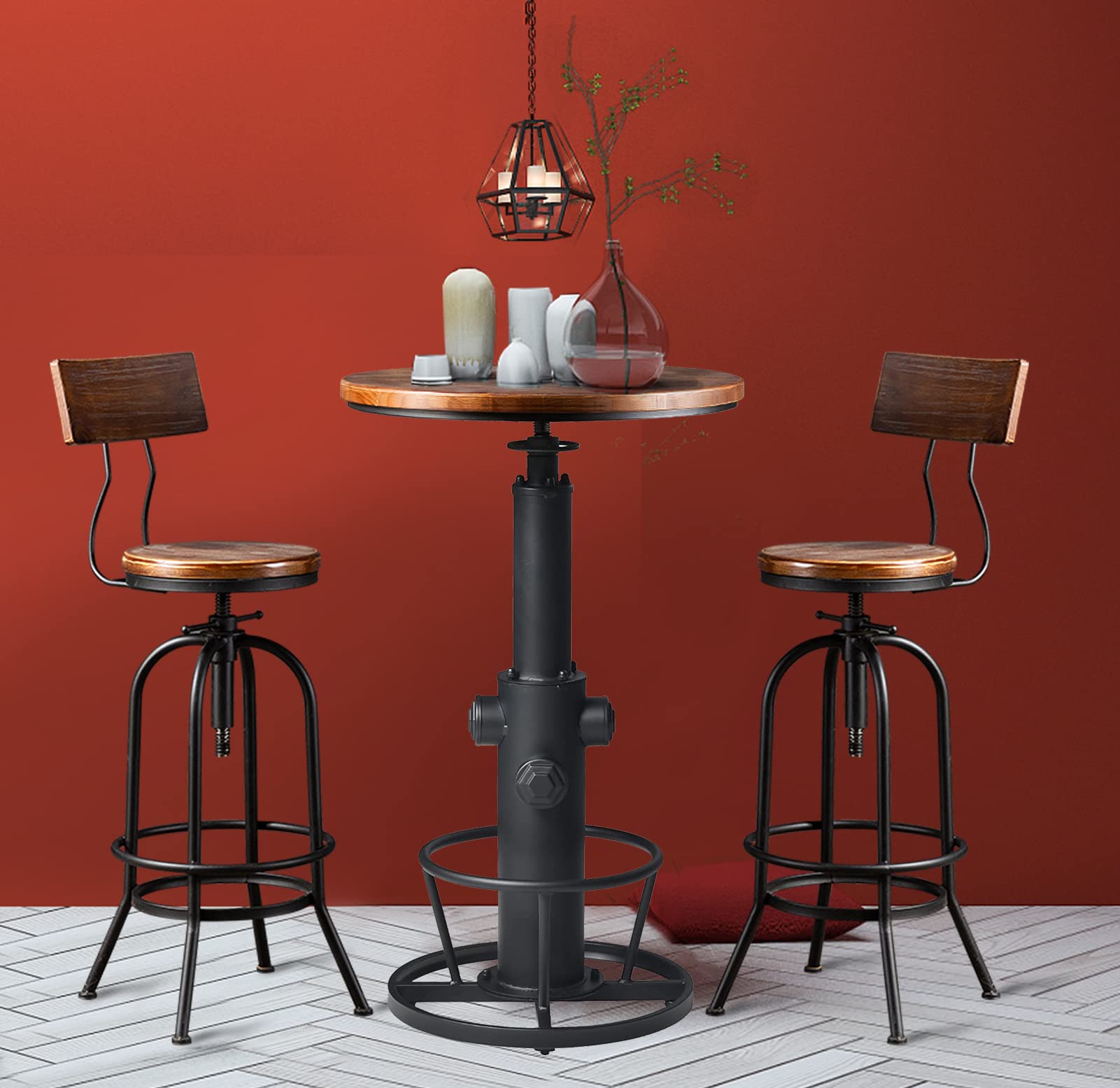 Adjustable Bar Height Table & Stools Set, 3-Piece