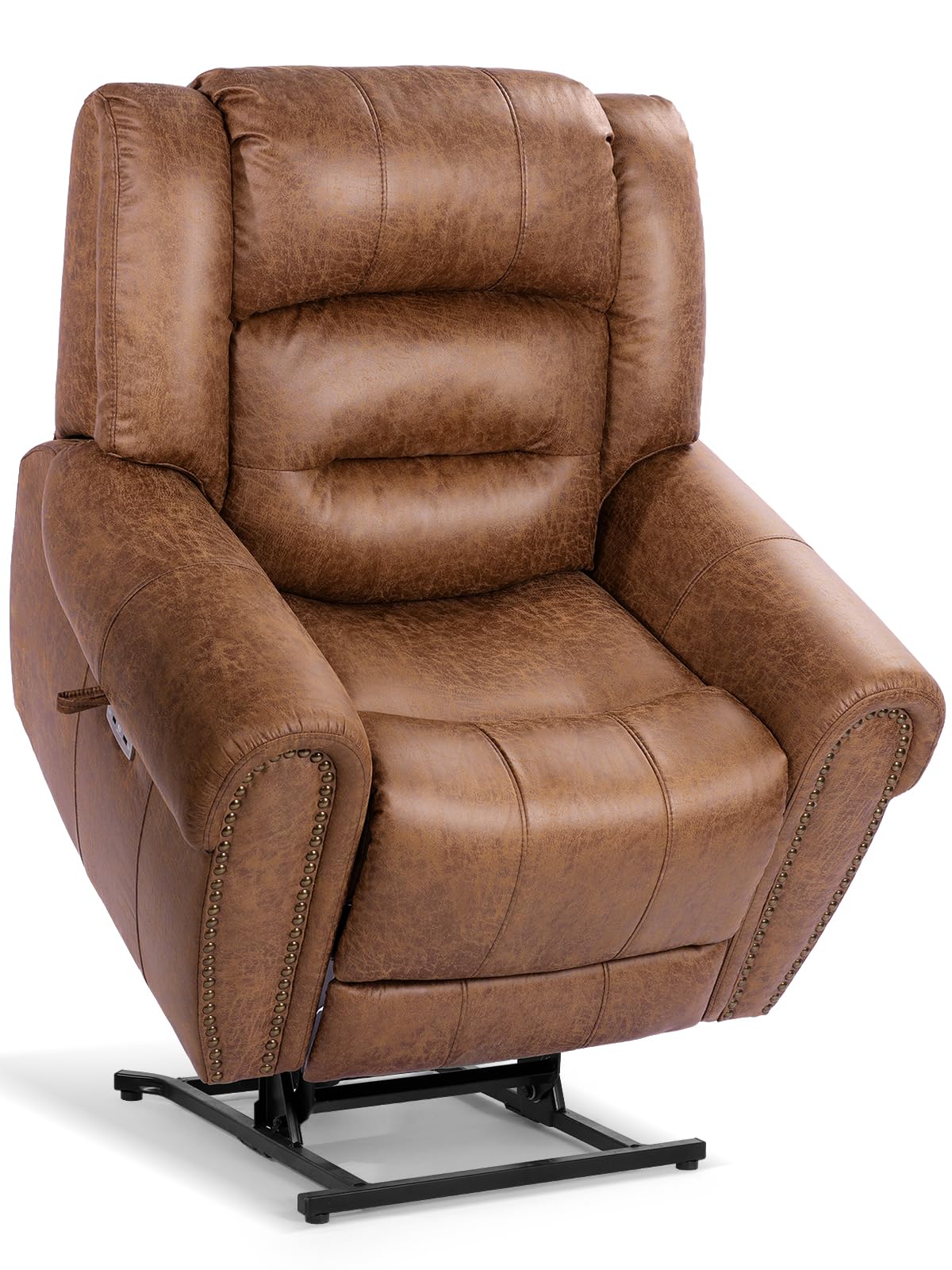 EONIX Classical Large Power Lift Recliner Chair for Elderly with Heat and Massage, Dual Motor Lay Flat Electric Lift Chair Recliner for Adults, Living Room, Bedroom, SLRY005061, Nut Brown