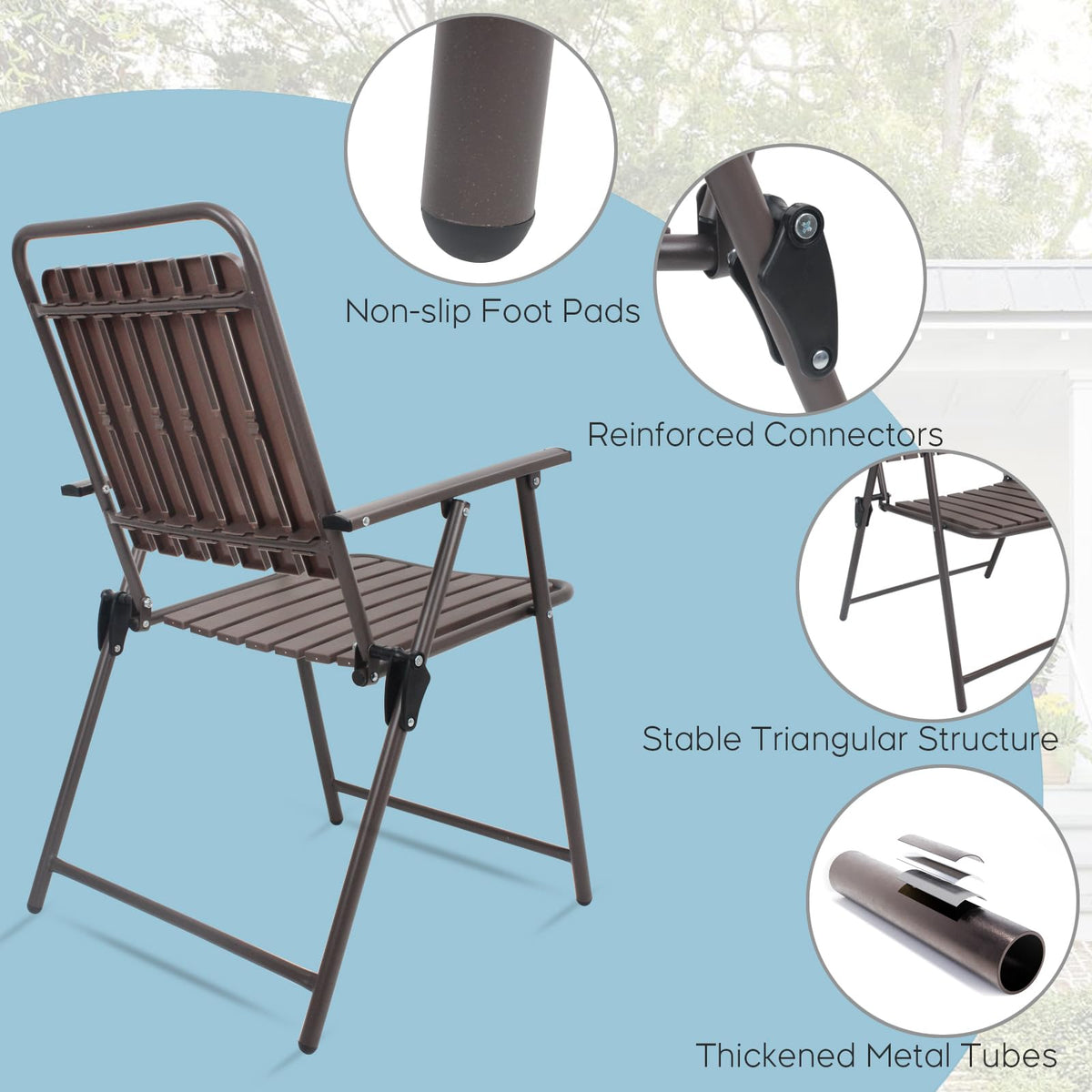 Folding Patio Chairs, Set of 2