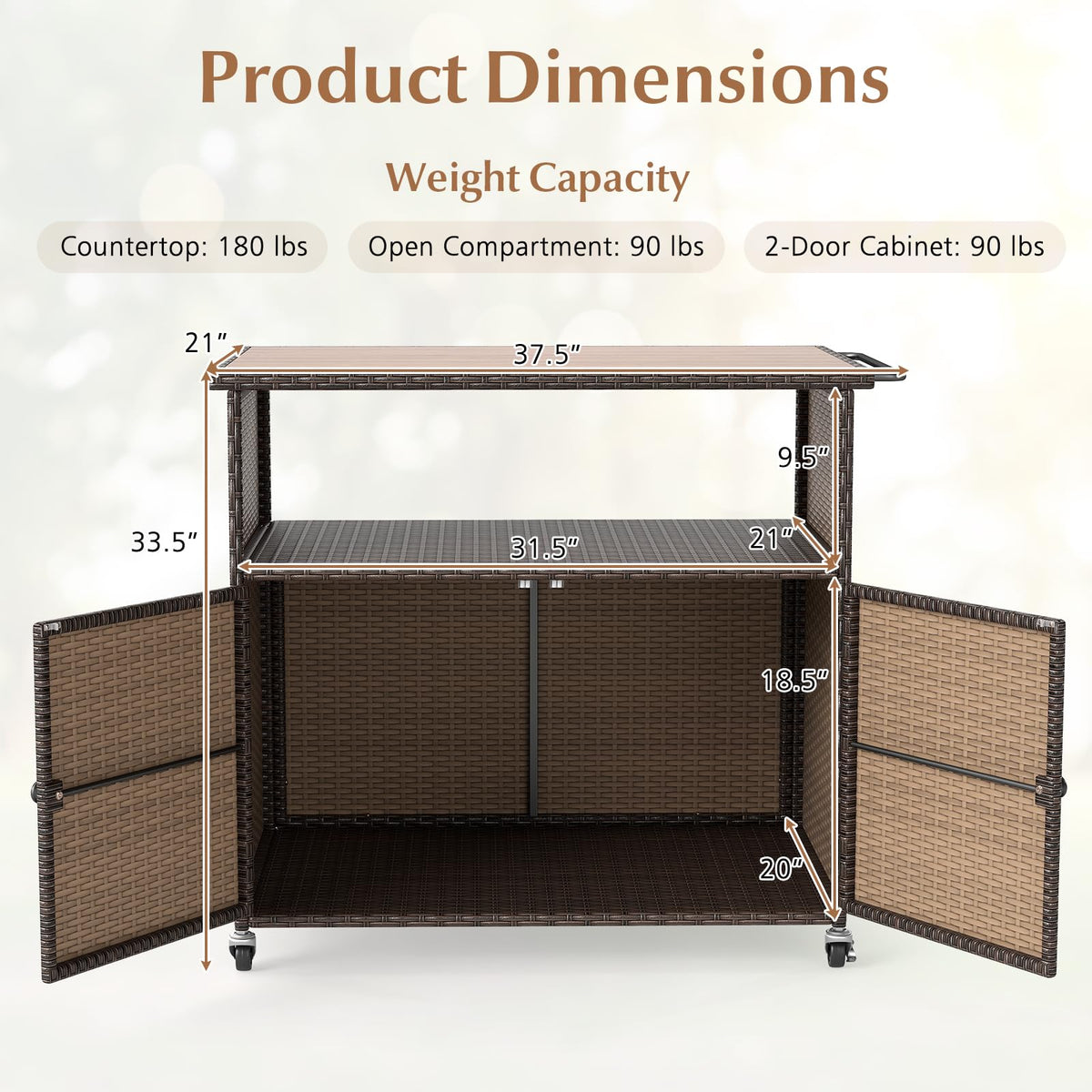 Outdoor Rattan Bar Cart