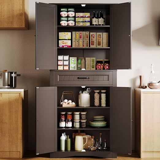 71" Kitchen Pantry Storage Cabinet with Drawer & Adjustable Shelves