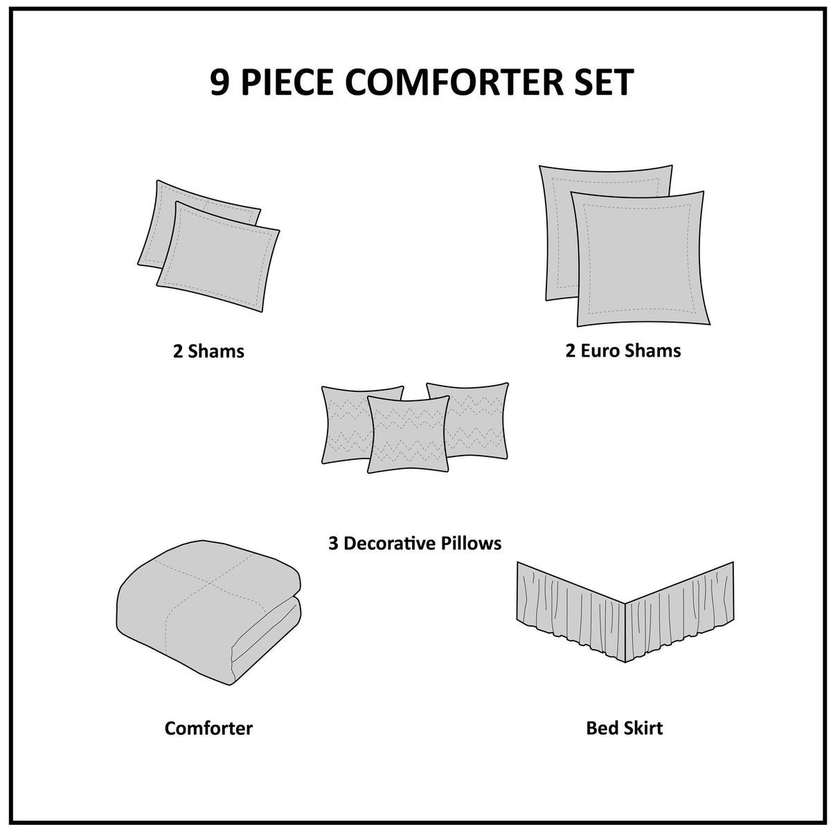 Blue Queen Comforter Set, 9-Piece