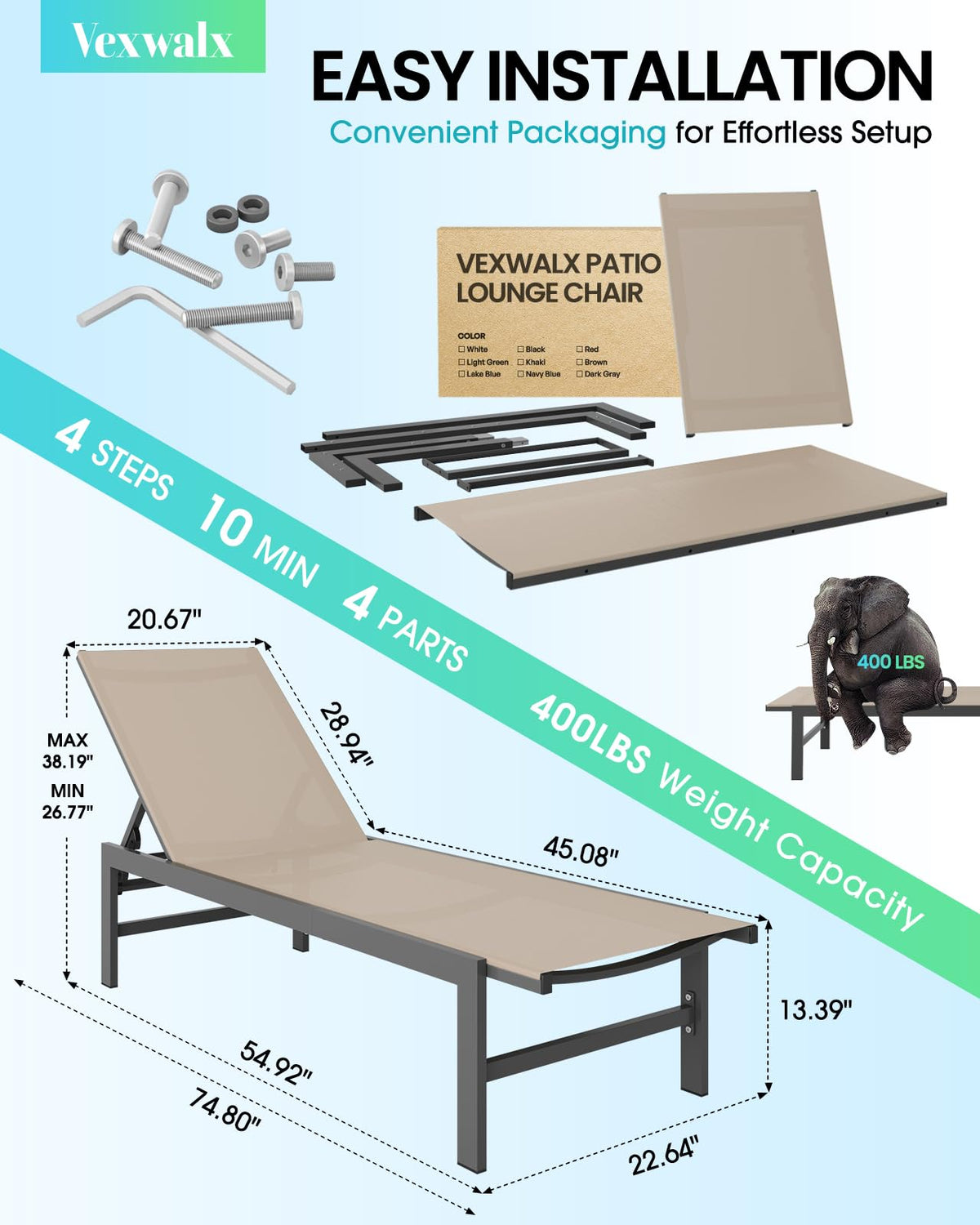 Adjustable Aluminum Chaise Lounge