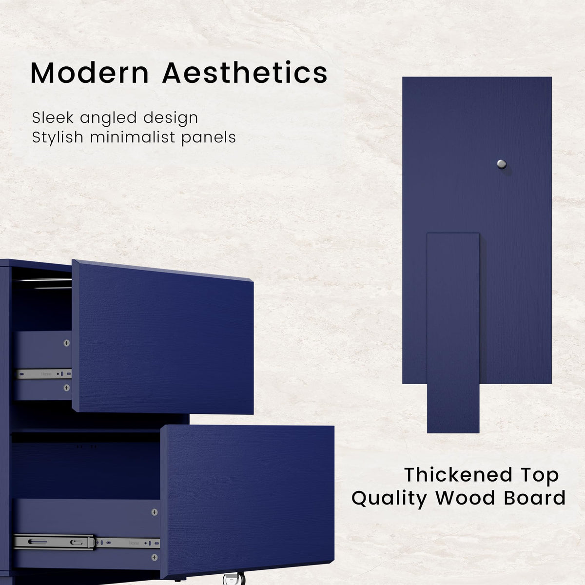 ModernMate 31.5" Lateral Wood Filing Cabinet with 2 Large Drawers, Blue
