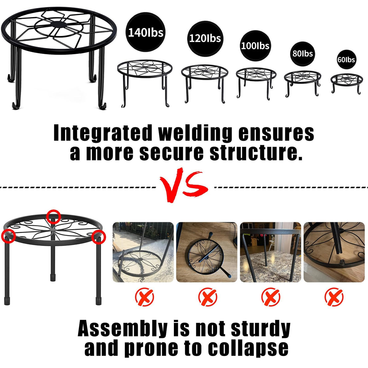 5 Pack Metal Plant Stand,Heavy Duty Plant Stands for Indoor and Outdoor