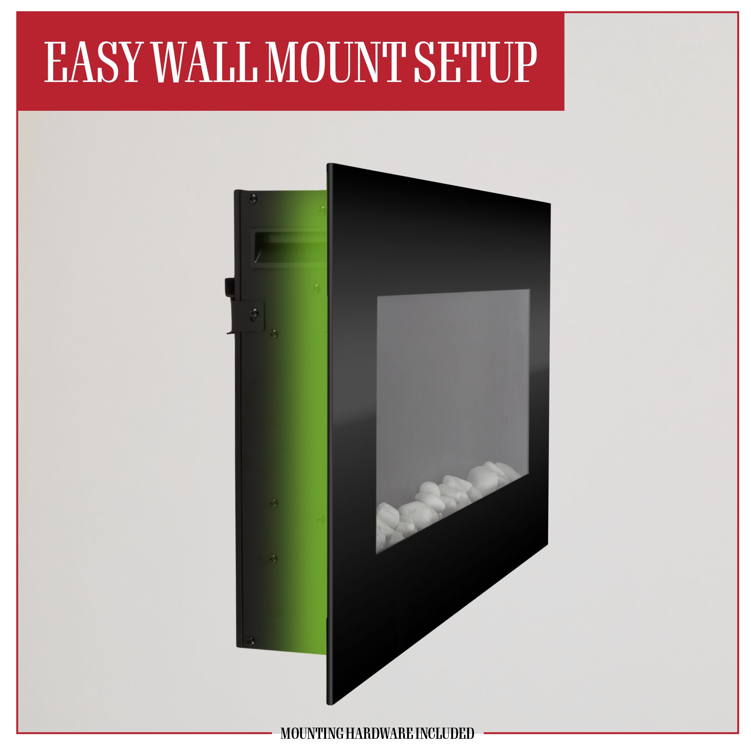 Wall-Mounted Electric Fireplace with 13 Backlight Colors