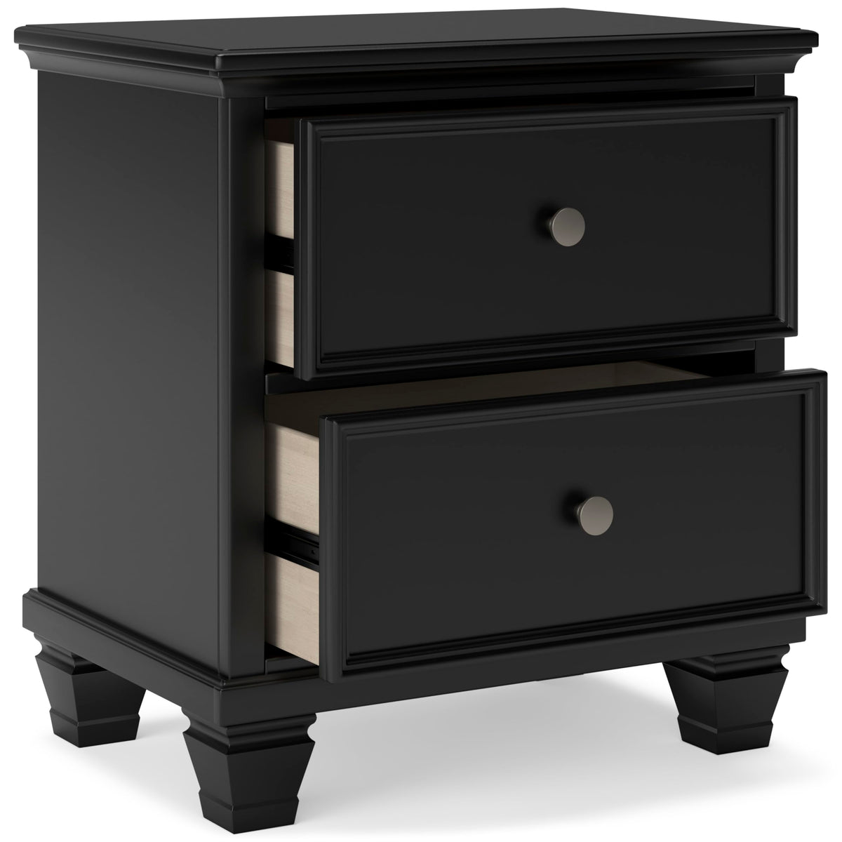 Black Two-Drawer Farmhouse Nightstand