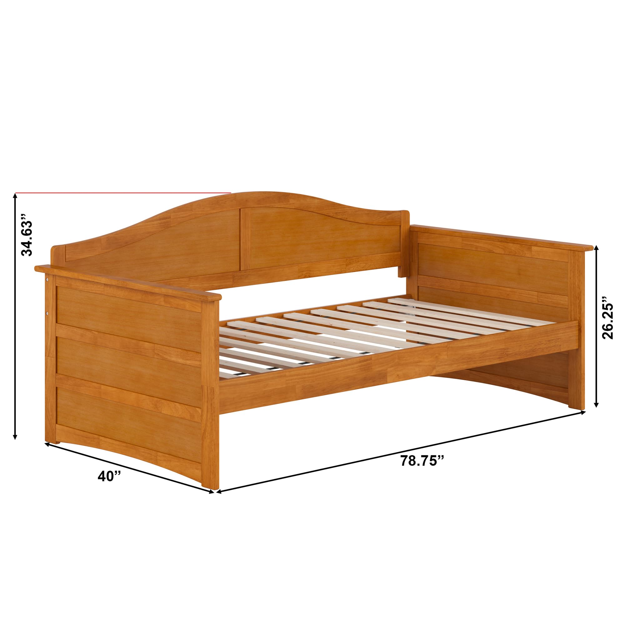Acadia Twin Solid Wood Daybed Frame – Light Toffee