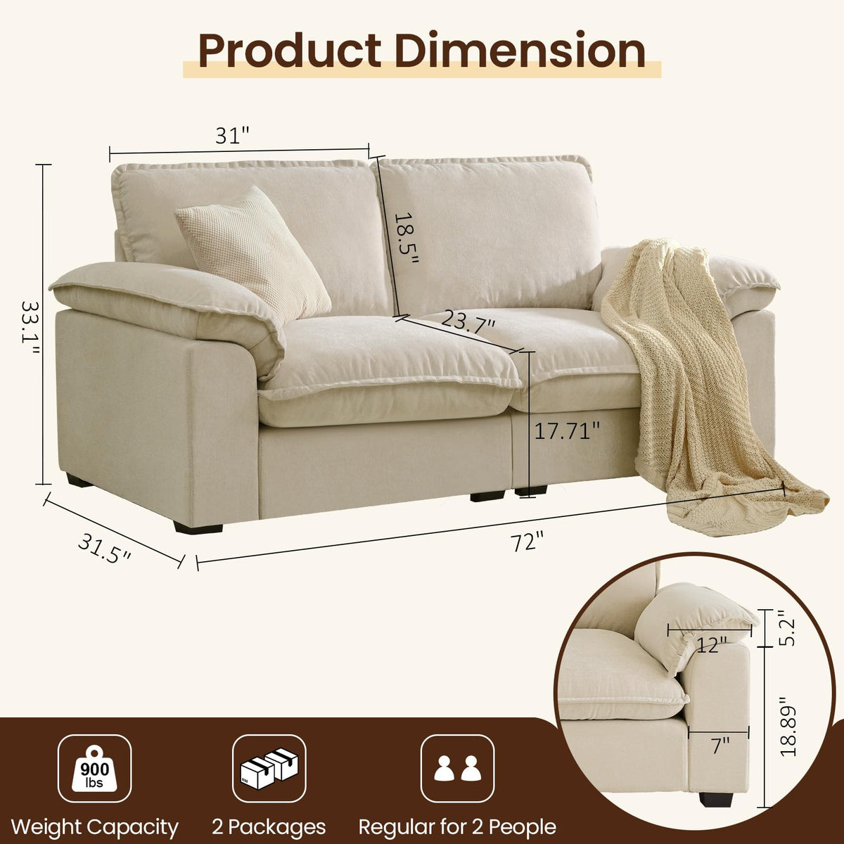 Chenille Cloud Loveseat