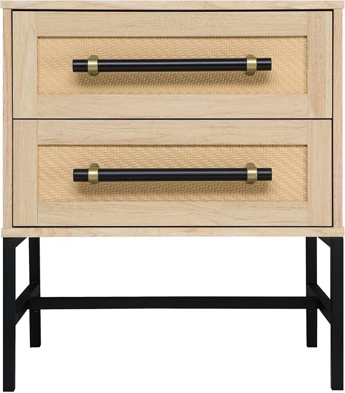 2-Drawer Rattan Nightstand