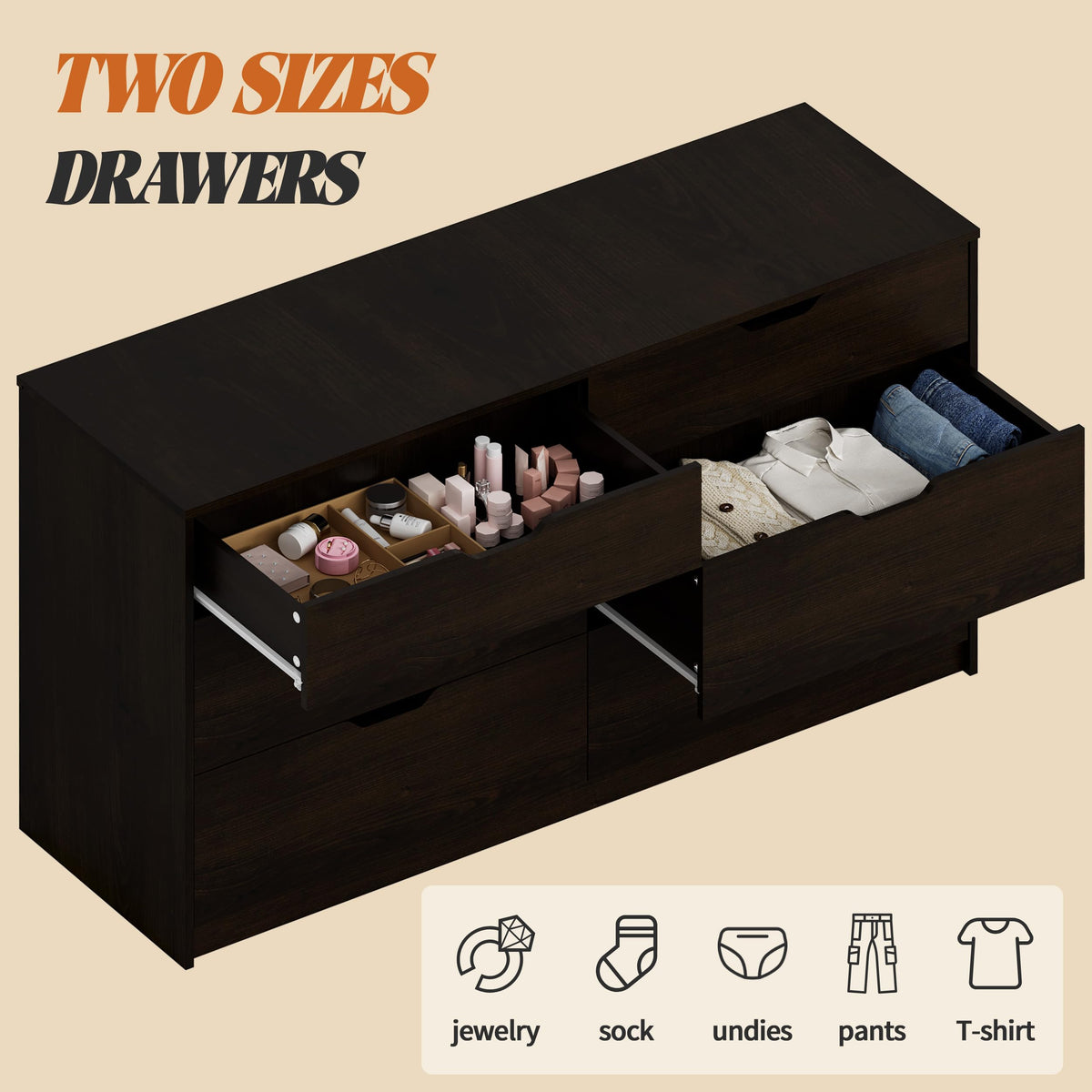 Brown 6-Drawer Dresser
