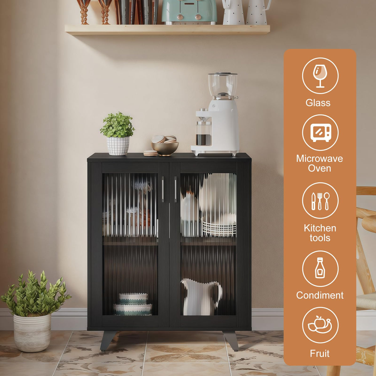 Black Buffet Storage Cabinet