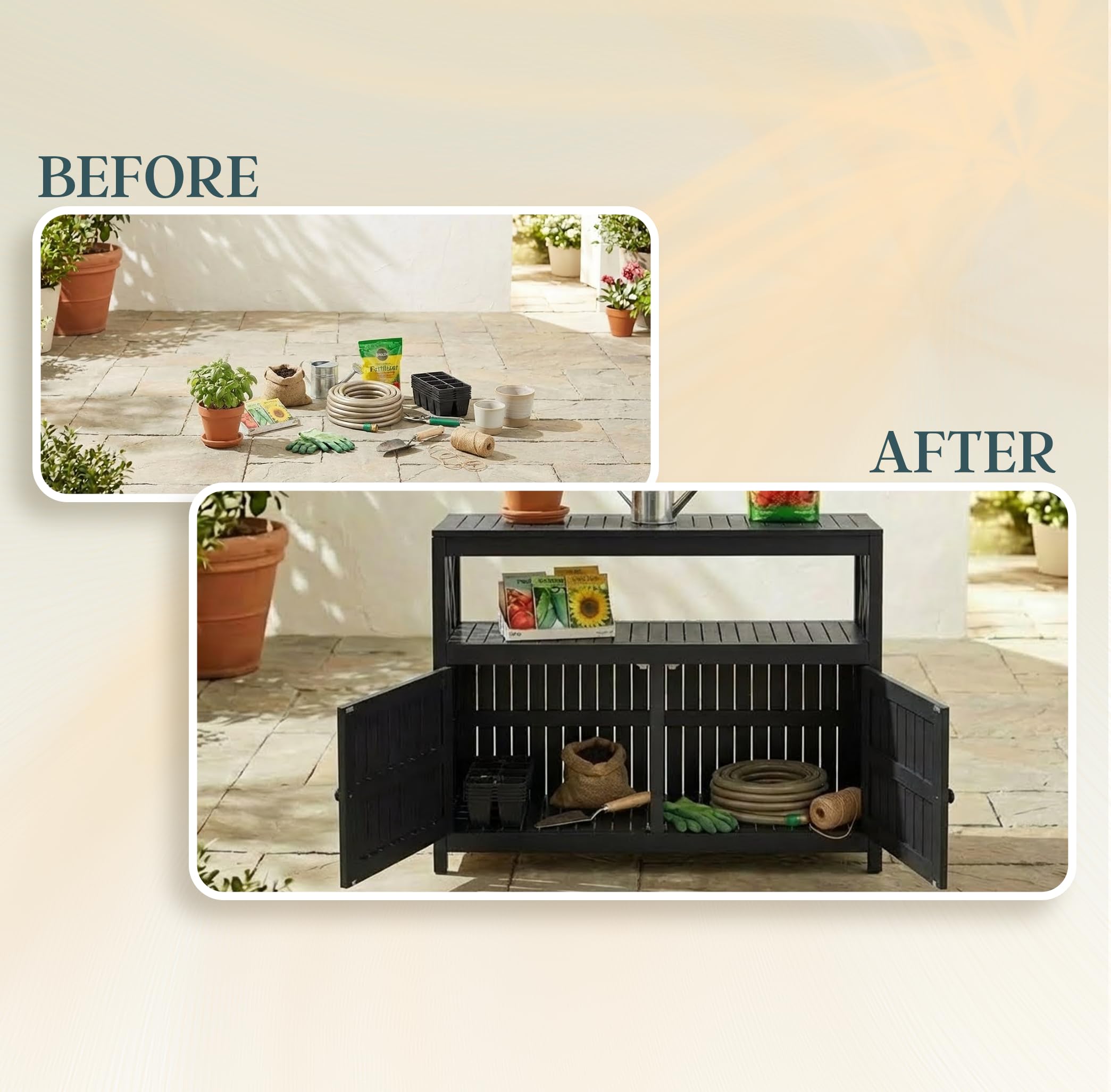 Eucalyptus Outdoor Sideboard Cabinet with Storage