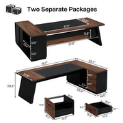 Tribesigns L-Shaped Executive Desk, 78-Inch Large Office Desk with Drawers and Lateral File Cabinet, Modern Business Furniture with Storage Shelves, Workstation for Home Office (Walnut + Black)