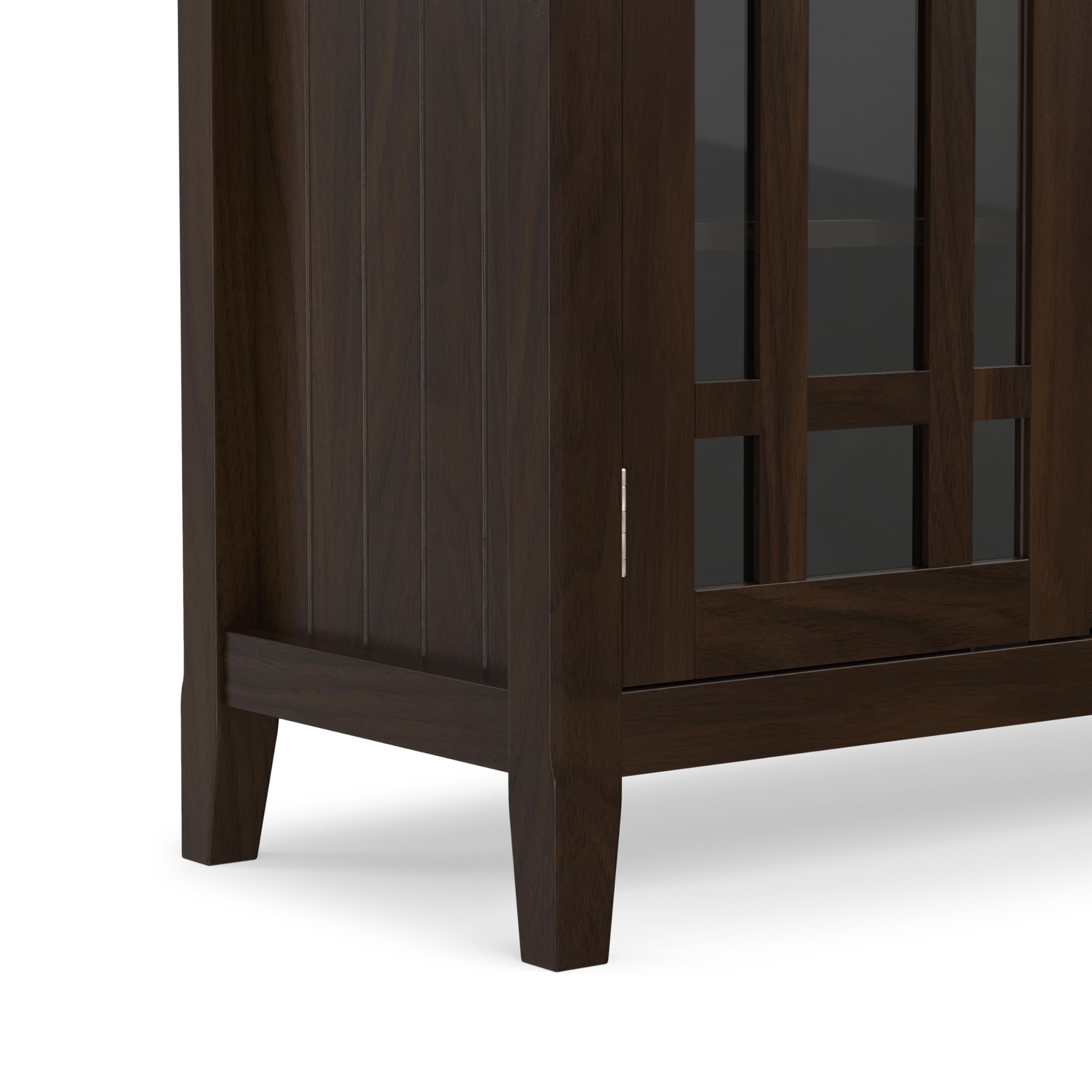 SIMPLIHOME Bedford TV Stand - 53 inch Wide Solid Wood Tall Media Console in Dark Tobacco Brown, Transitional Entertainment Center for Living Room for TVs up to 60 Inches with Cable Management