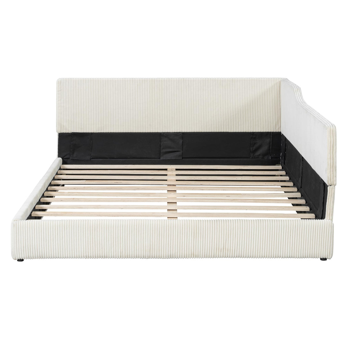 Merax Full Size Upholstered Daybed with Headboard, Beige
